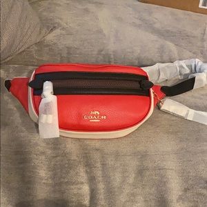 Coach Red Leather Vale Belt Bag